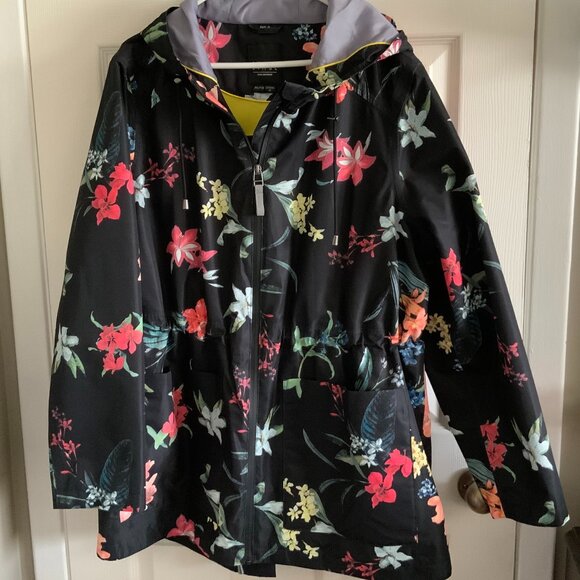 LADIES SOFT SHELL HOODED FLORAL JACKET by ETAGE SIZE XXL - Picture 1 of 11